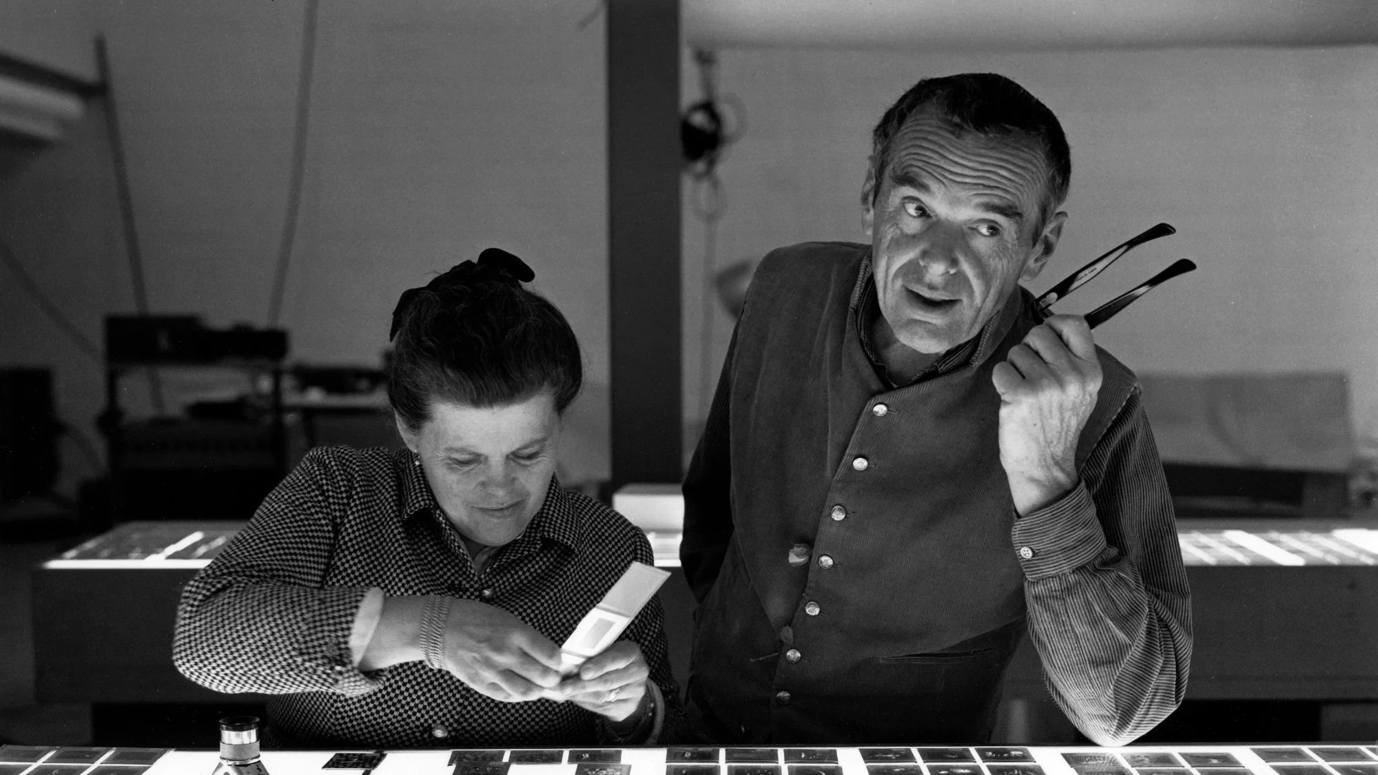 Charles and Ray Eames at work